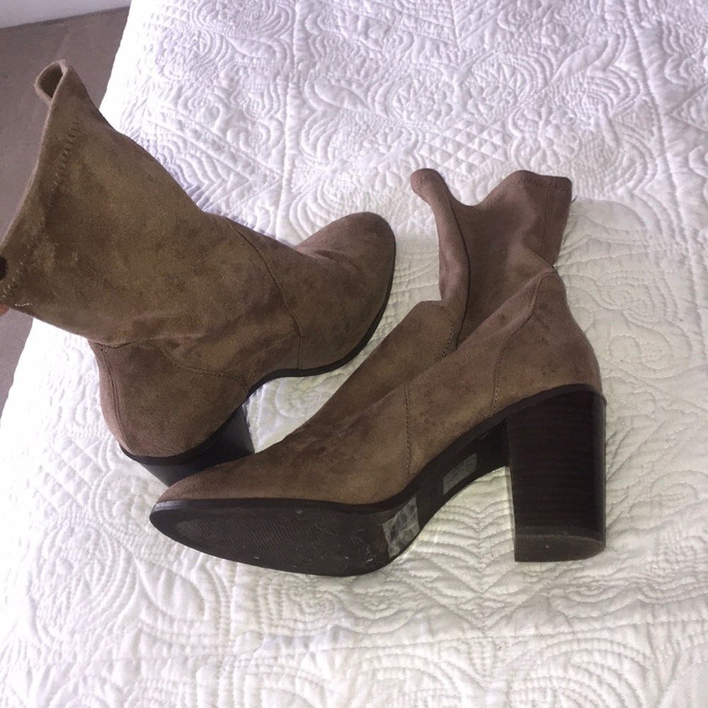 high rise brown suede booties